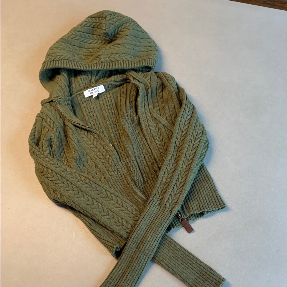 Frankie’s Bikinis knit hoodie and pants- Olive. Like new. So comfy - selling set - Picture 3 of 5